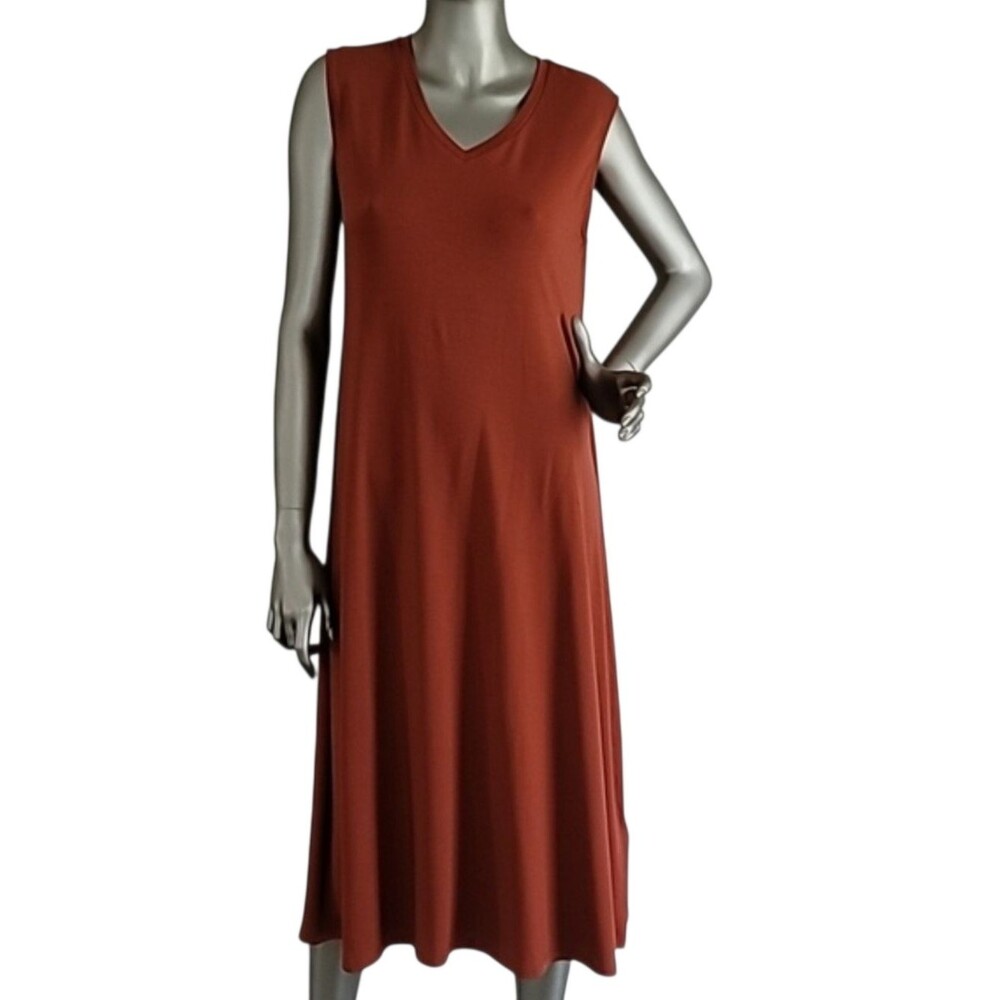 Eileen Fisher Stretch Jersey Knit Picante V-neck Dress Size XS